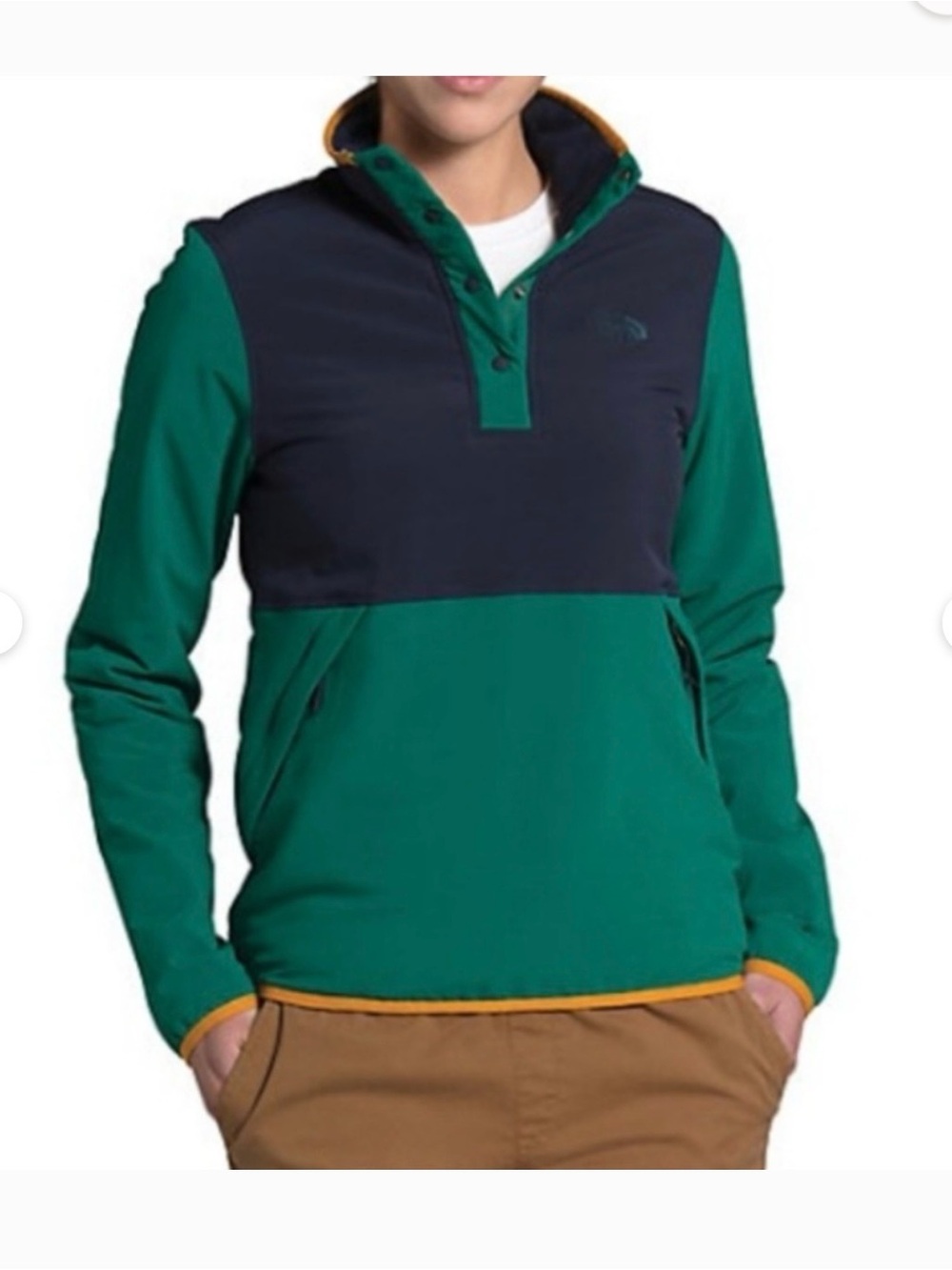 The North Face Green and Navy Half-Zip Pullover